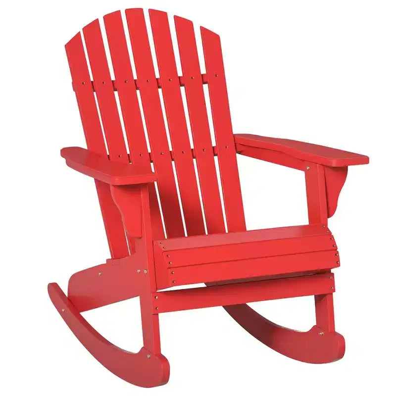 Outsunny Sedia a Dondolo Adirondack Rustica in Legno Sedia a Sdraio da Esterno per Focolare con Design a Doghe in Legno per Patio, Giardino