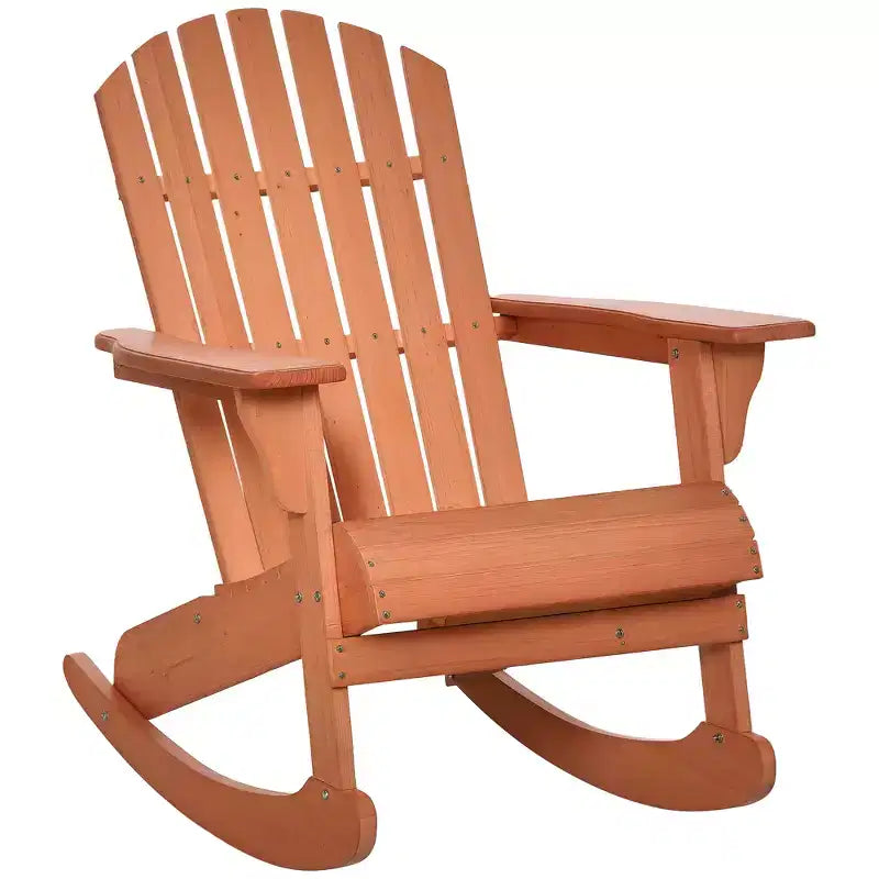 Outsunny Sedia a Dondolo Adirondack Rustica in Legno Sedia a Sdraio da Esterno per Focolare con Design a Doghe in Legno per Patio, Giardino
