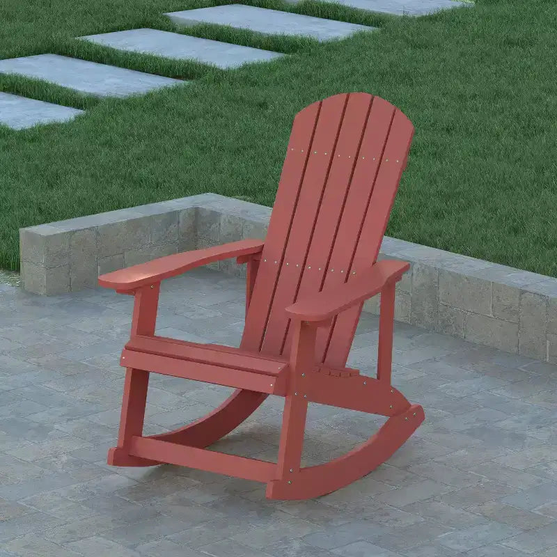 Set di 2 sedie a dondolo Adirondack Emma and Oliver Marcy classiche in poliresina per tutte le stagioni con hardware in acciaio inossidabile per uso tutto l'anno