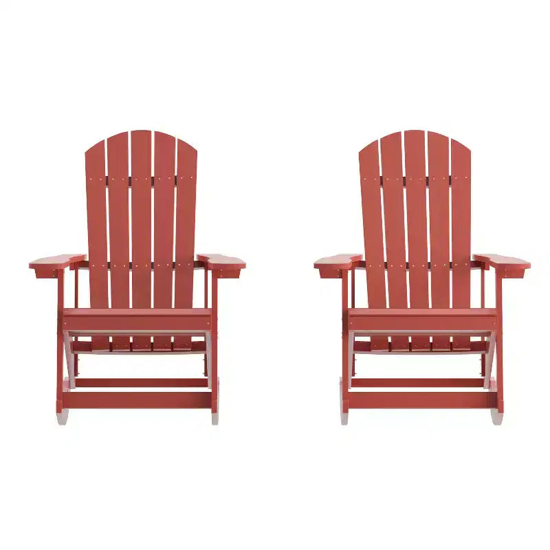 Emma et Oliver Lot de 2 chaises berçantes Adirondack classiques Marcy tout temps en résine de polyéthylène avec quincaillerie en acier inoxydable pour une utilisation toute l'année