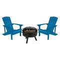 Set da campeggio Emma and Oliver Hartford da tre pezzi con due sedie Adirondack effetto legno e braciere Stelle e Luna con copertura a rete