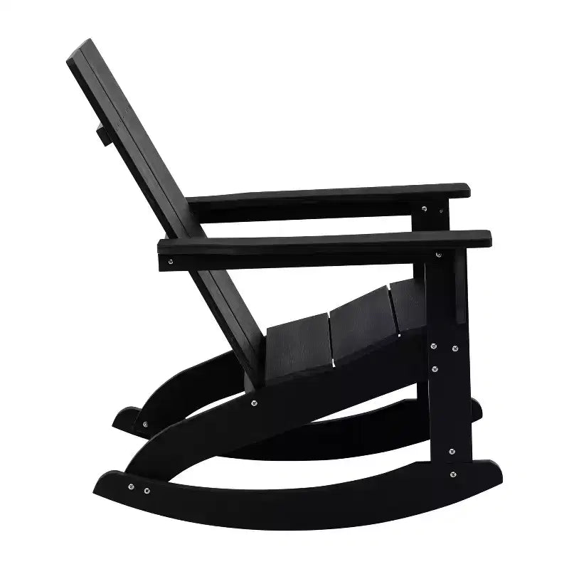 Flash Furniture Finn Sedia a Dondolo Adirondack in Legno di Poliresina con 2 Doghe, Moderna, Commerciale, per Tutte le Stagioni, con Ferramenta in Acciaio Inossidabile Antiruggine