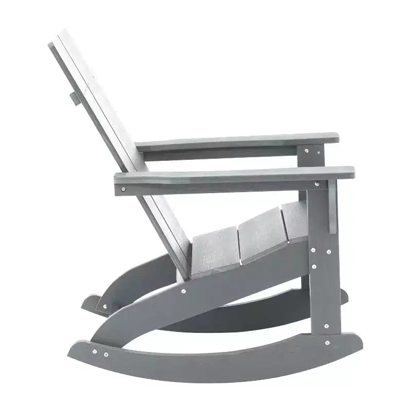 Flash Furniture Finn Sedia a Dondolo Adirondack in Legno di Poliresina con 2 Doghe, Moderna, Commerciale, per Tutte le Stagioni, con Ferramenta in Acciaio Inossidabile Antiruggine