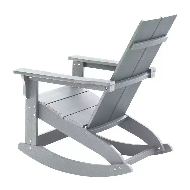 Flash Furniture Finn Sedia a Dondolo Adirondack in Legno di Poliresina con 2 Doghe, Moderna, Commerciale, per Tutte le Stagioni, con Ferramenta in Acciaio Inossidabile Antiruggine