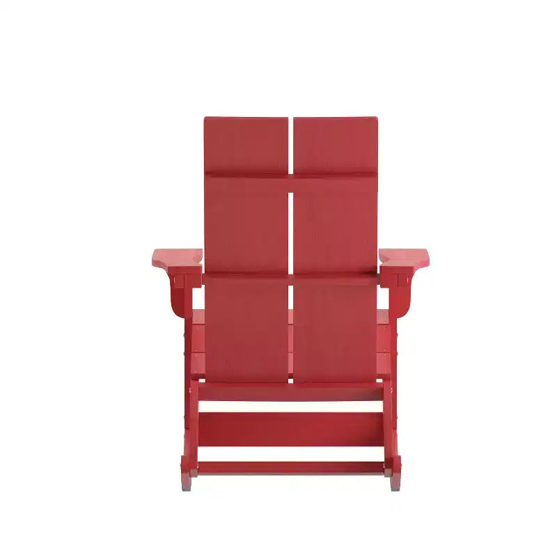 Flash Furniture Finn Sedia a Dondolo Adirondack in Legno di Poliresina con 2 Doghe, Moderna, Commerciale, per Tutte le Stagioni, con Ferramenta in Acciaio Inossidabile Antiruggine