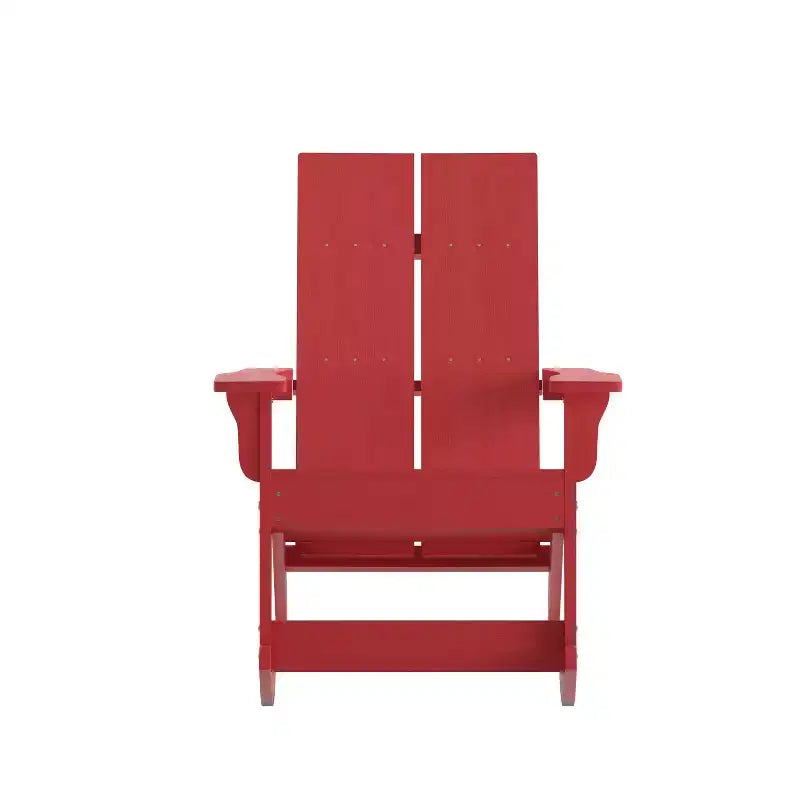 Flash Furniture Finn Sedia a Dondolo Adirondack in Legno di Poliresina con 2 Doghe, Moderna, Commerciale, per Tutte le Stagioni, con Ferramenta in Acciaio Inossidabile Antiruggine