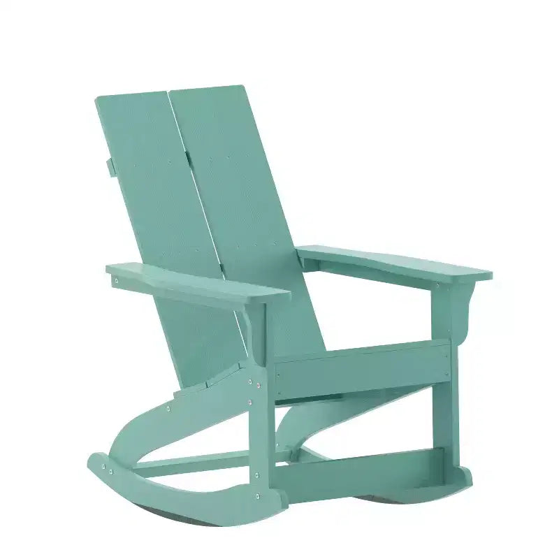Chaise à bascule Adirondack Flash Furniture Finn moderne de qualité commerciale, en résine de polyéthylène à 2 lattes, toutes saisons, avec quincaillerie en acier inoxydable résistante à la rouille