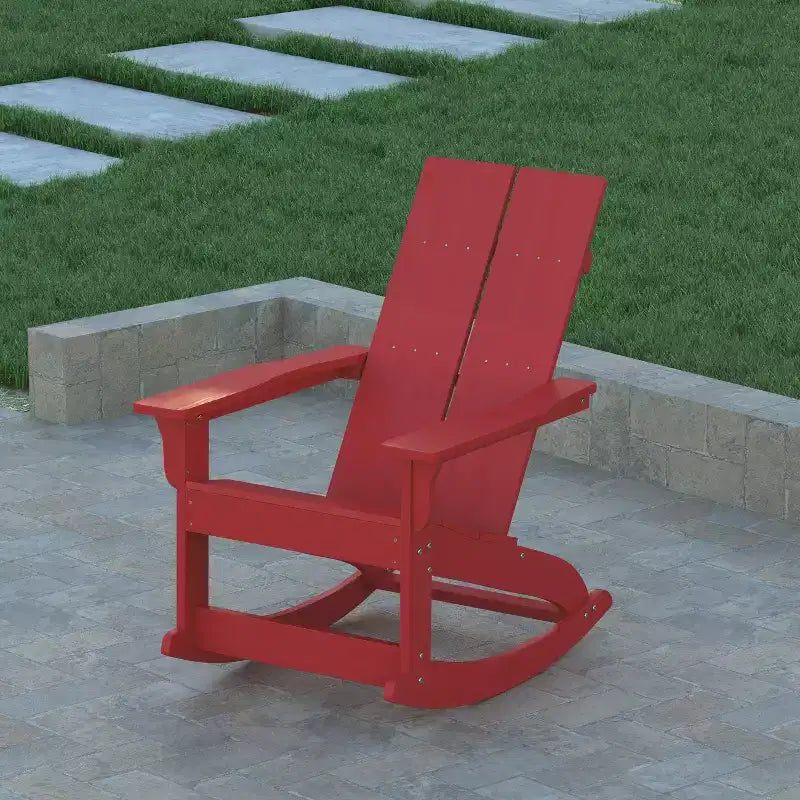 Set di 2 sedie a dondolo Adirondack moderne in poliresina per tutte le stagioni Emma and Oliver, per uso interno/esterno