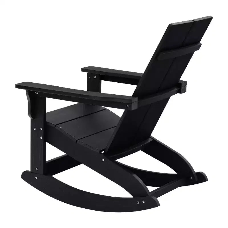 Flash Furniture Finn Moderna Poltrona a Dondolo Adirondack in Poliresina a 2 Doghe per Esterni, Grado Commerciale, con Ferramenta in Acciaio Inossidabile Antiruggine - Set da 2