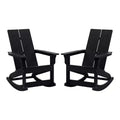 Flash Furniture Finn Moderna Poltrona a Dondolo Adirondack in Poliresina a 2 Doghe per Esterni, Grado Commerciale, con Ferramenta in Acciaio Inossidabile Antiruggine - Set da 2