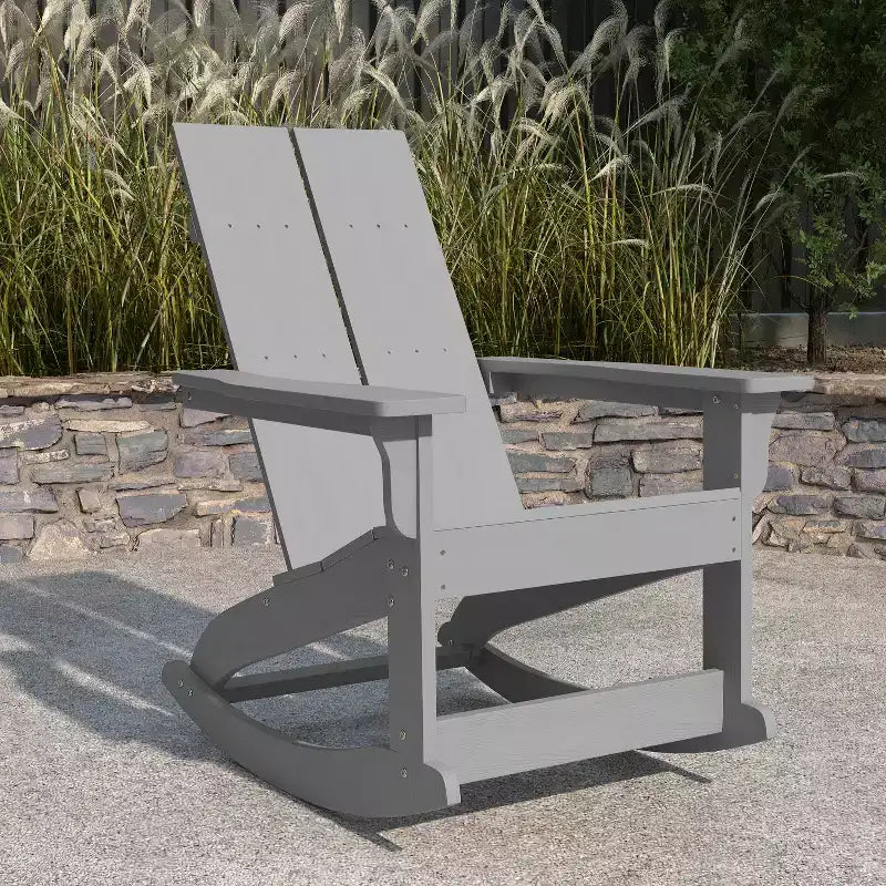 Merrick Lane Wellington Sedia a dondolo Adirondack in poliresina resistente alle intemperie e ai raggi UV per patio, veranda, terrazza e altro ancora