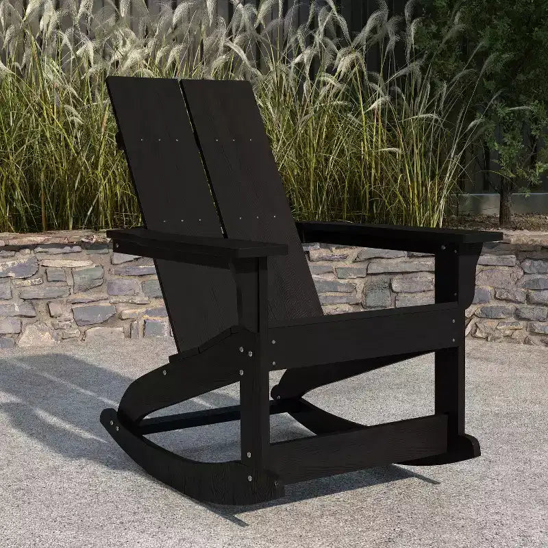 Merrick Lane Wellington Sedia a dondolo Adirondack in poliresina resistente alle intemperie e ai raggi UV per patio, veranda, terrazza e altro ancora