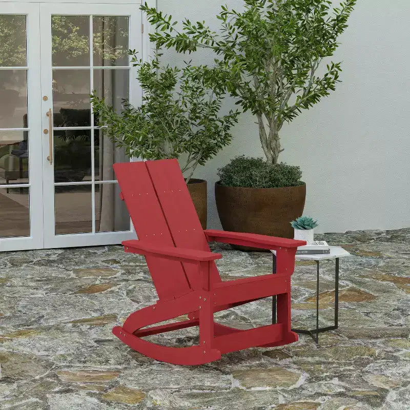 Merrick Lane Wellington Sedia a dondolo Adirondack in poliresina resistente alle intemperie e ai raggi UV per patio, veranda, terrazza e altro ancora