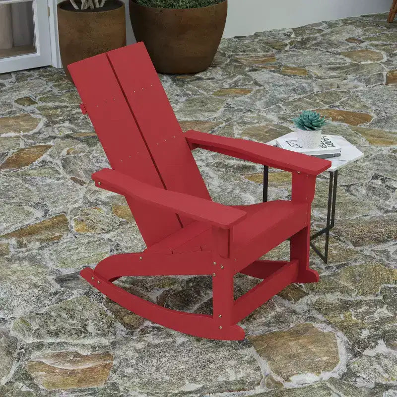 Merrick Lane Wellington Sedia a dondolo Adirondack in poliresina resistente alle intemperie e ai raggi UV per patio, veranda, terrazza e altro ancora