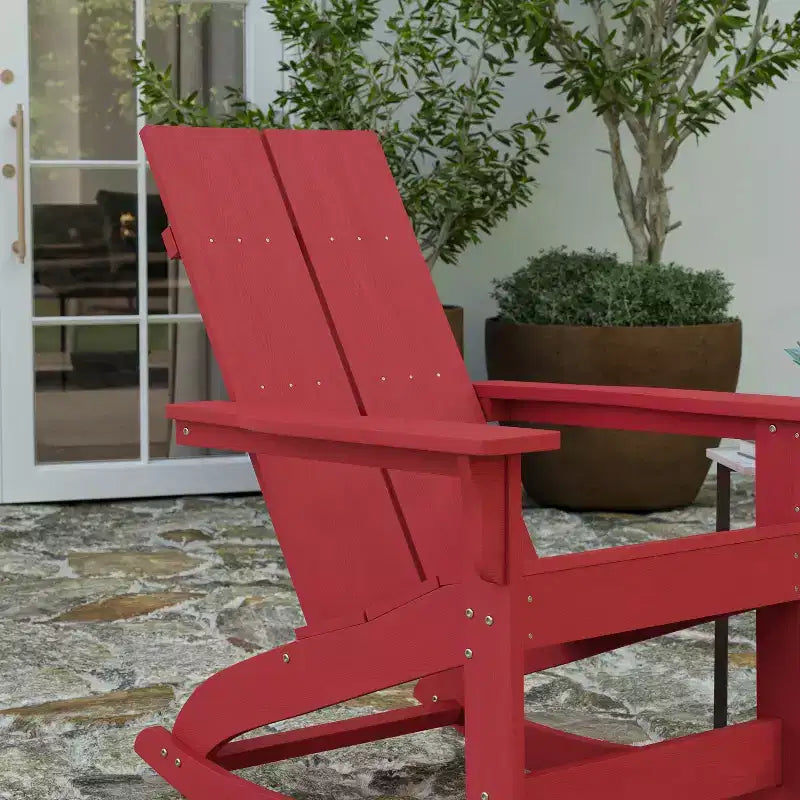 Merrick Lane Wellington Sedia a dondolo Adirondack in poliresina resistente alle intemperie e ai raggi UV per patio, veranda, terrazza e altro ancora