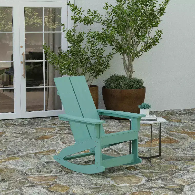 Merrick Lane Wellington Sedia a dondolo Adirondack in poliresina resistente alle intemperie e ai raggi UV per patio, veranda, terrazza e altro ancora