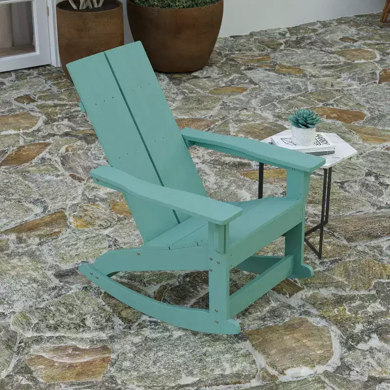 Merrick Lane Wellington Sedia a dondolo Adirondack in poliresina resistente alle intemperie e ai raggi UV per patio, veranda, terrazza e altro ancora