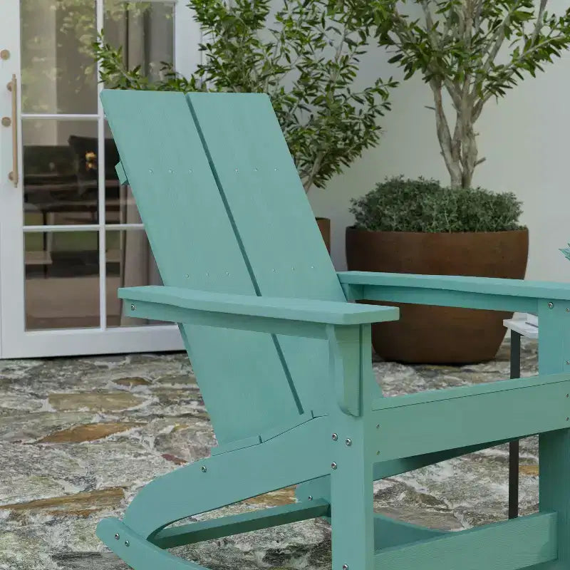 Merrick Lane Wellington Sedia a dondolo Adirondack in poliresina resistente alle intemperie e ai raggi UV per patio, veranda, terrazza e altro ancora