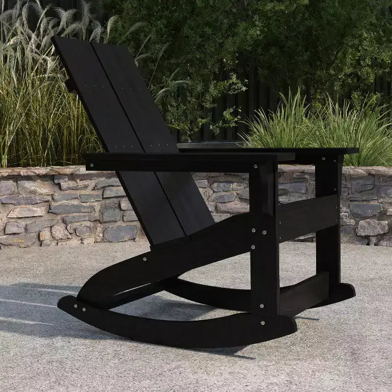 Merrick Lane Wellington Sedia a dondolo Adirondack in poliresina resistente alle intemperie e ai raggi UV per patio, veranda, terrazza e altro ancora