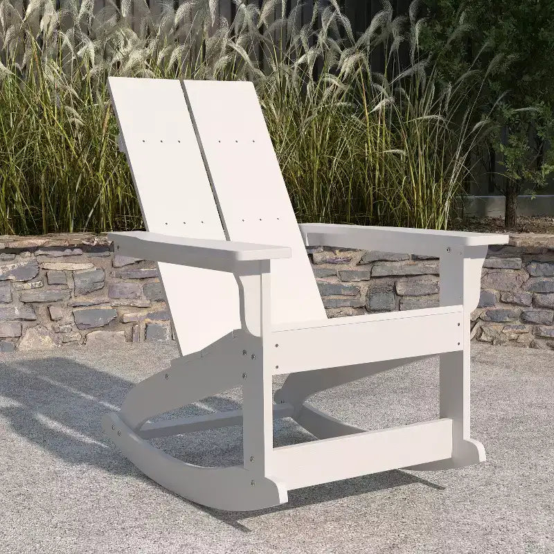 Merrick Lane Wellington Sedia a dondolo Adirondack in poliresina resistente alle intemperie e ai raggi UV per patio, veranda, terrazza e altro ancora