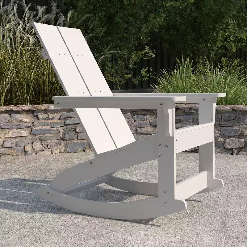 Merrick Lane Wellington Sedia a dondolo Adirondack in poliresina resistente alle intemperie e ai raggi UV per patio, veranda, terrazza e altro ancora