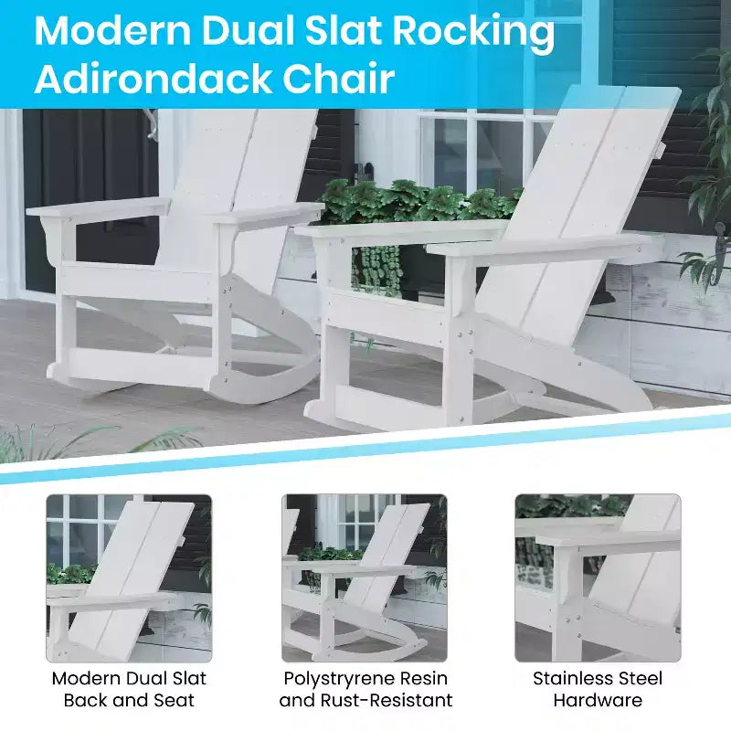 Merrick Lane Wellington Sedia a dondolo Adirondack in poliresina resistente alle intemperie e ai raggi UV per patio, veranda, terrazza e altro ancora