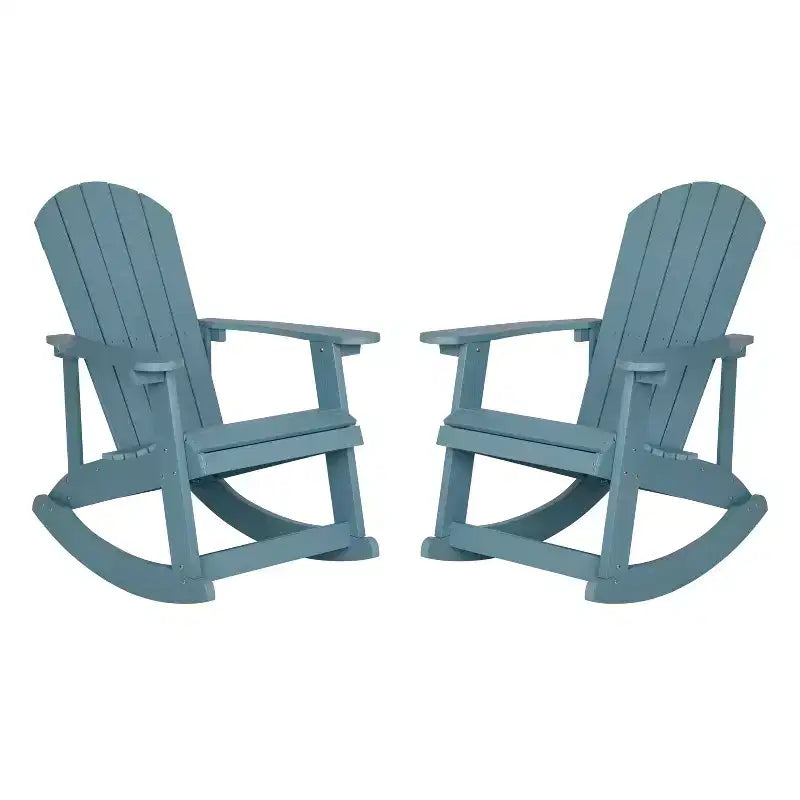 Merrick Lane Set of 2 All-Weather Polyresin Adirondack Rocking Chair with Vertical Slats