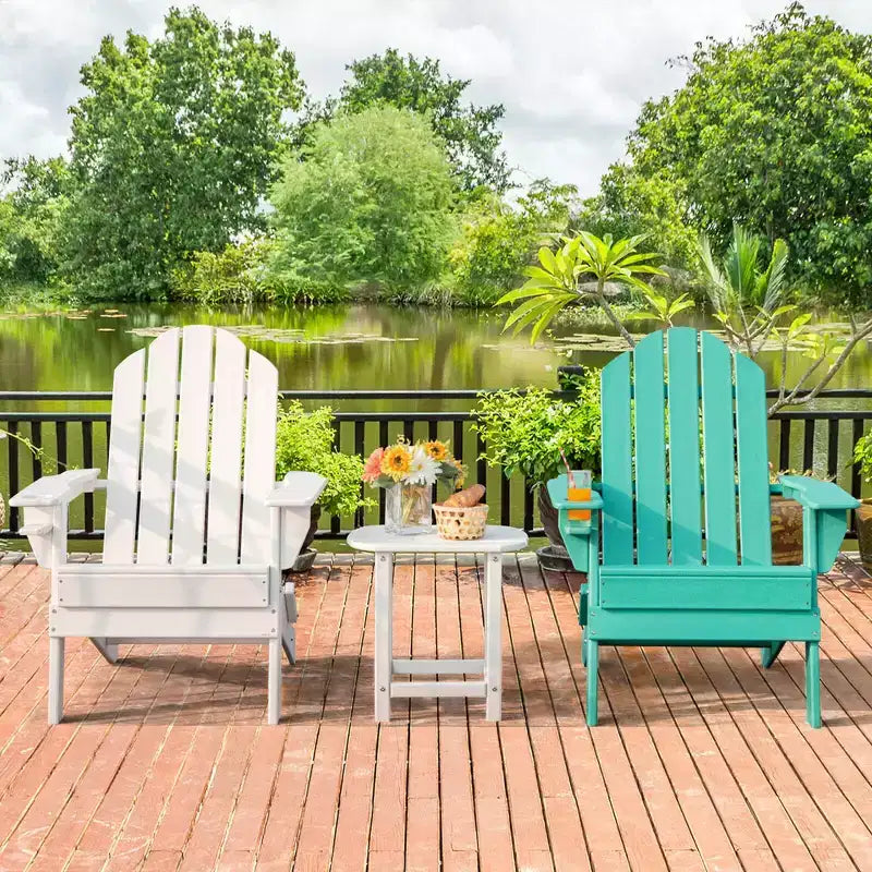 Chaise Adirondack pliante de patio Costway avec porte-gobelet résistant aux intempéries pour jardin