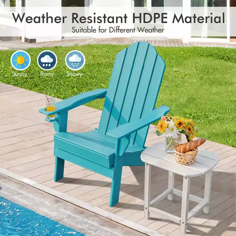 Chaise Adirondack pliante de patio Costway avec porte-gobelet résistant aux intempéries pour jardin