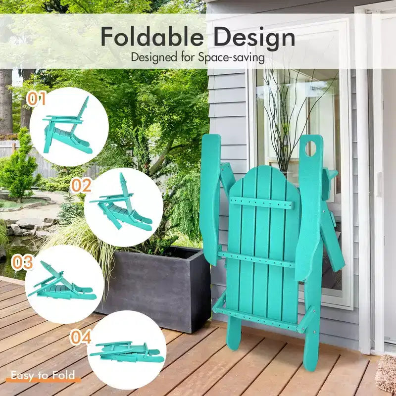 Chaise Adirondack pliante de patio Costway avec porte-gobelet résistant aux intempéries pour jardin