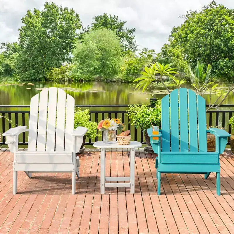 Chaise Adirondack pliante de patio Costway avec porte-gobelet résistant aux intempéries pour jardin