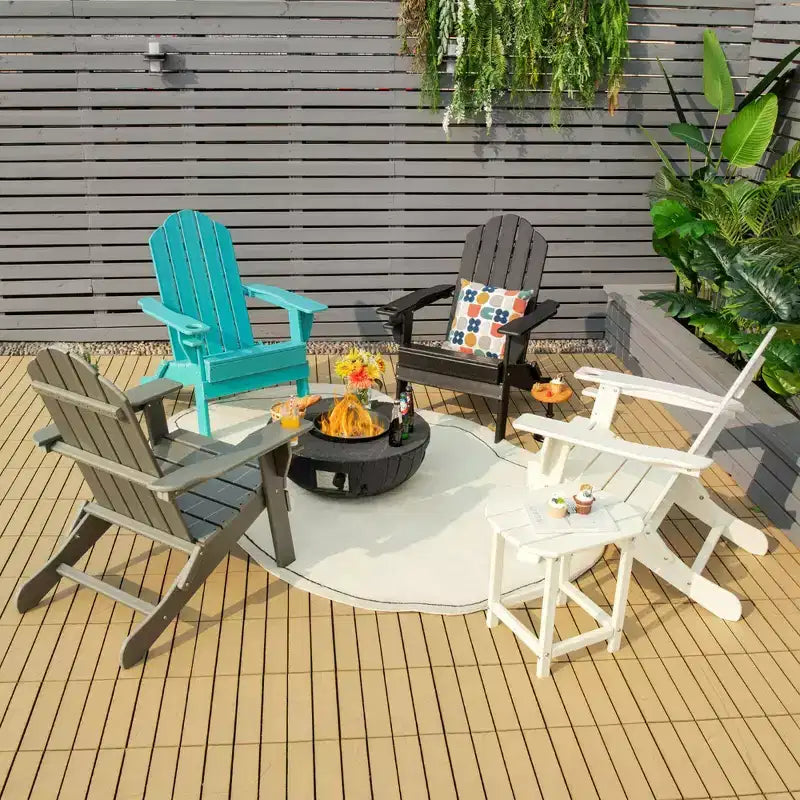 Chaise Adirondack pliante de patio Costway avec porte-gobelet résistant aux intempéries pour jardin