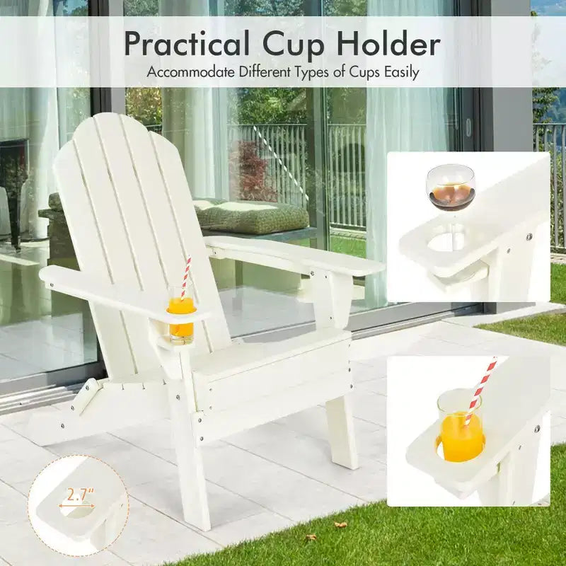 Chaise Adirondack pliante de patio Costway avec porte-gobelet résistant aux intempéries pour jardin