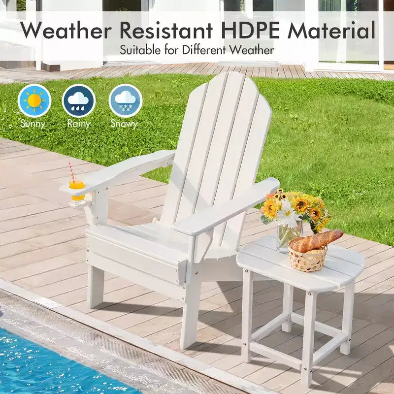 Chaise Adirondack pliante de patio Costway avec porte-gobelet résistant aux intempéries pour jardin