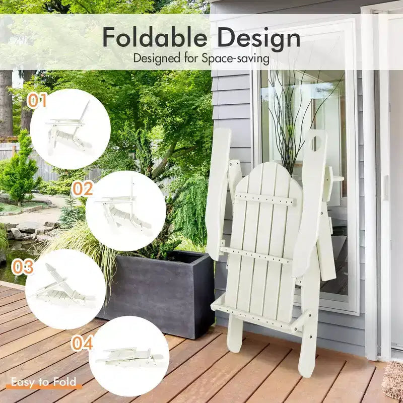 Chaise Adirondack pliante de patio Costway avec porte-gobelet résistant aux intempéries pour jardin