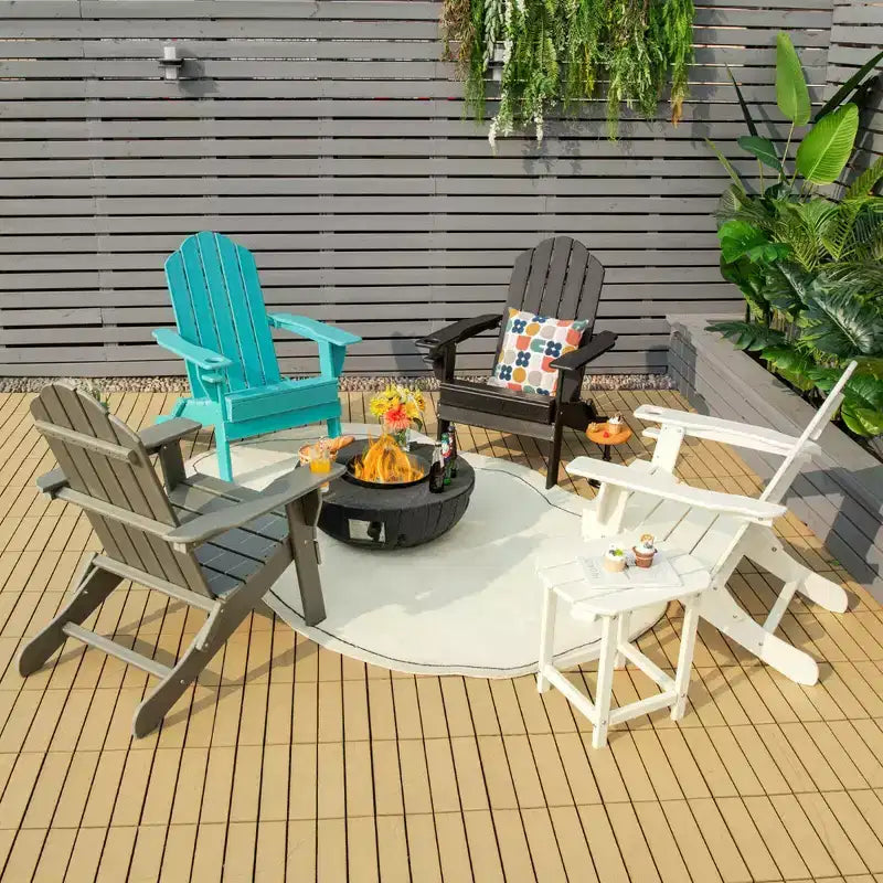 Chaise Adirondack pliante de patio Costway avec porte-gobelet résistant aux intempéries pour jardin