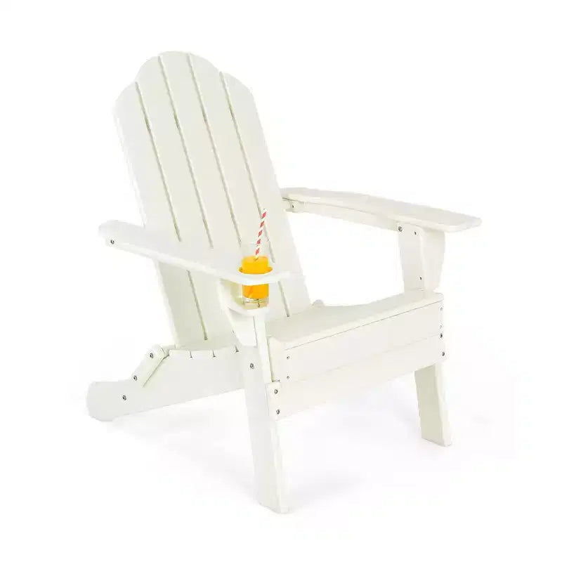Chaise Adirondack pliante de patio Costway avec porte-gobelet résistant aux intempéries pour jardin