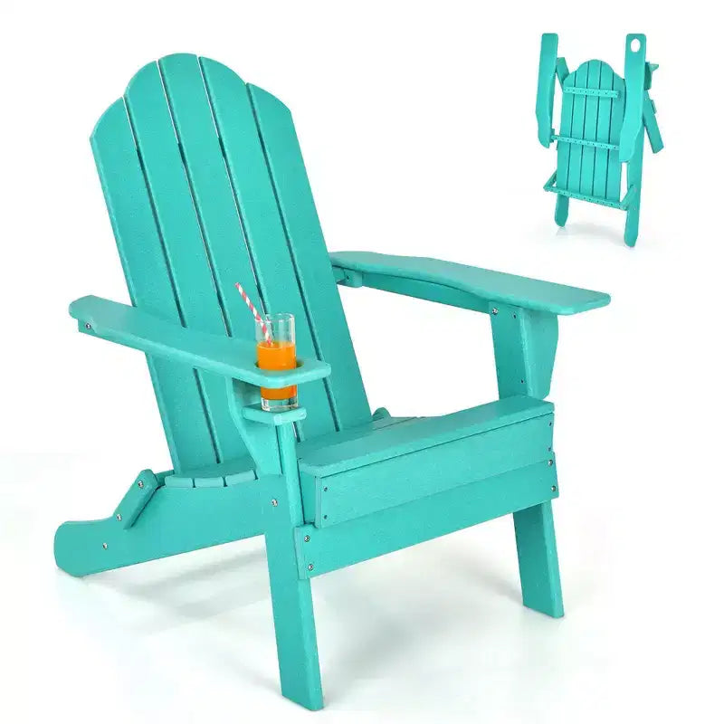 Chaise Adirondack pliante de patio Costway avec porte-gobelet résistant aux intempéries pour jardin