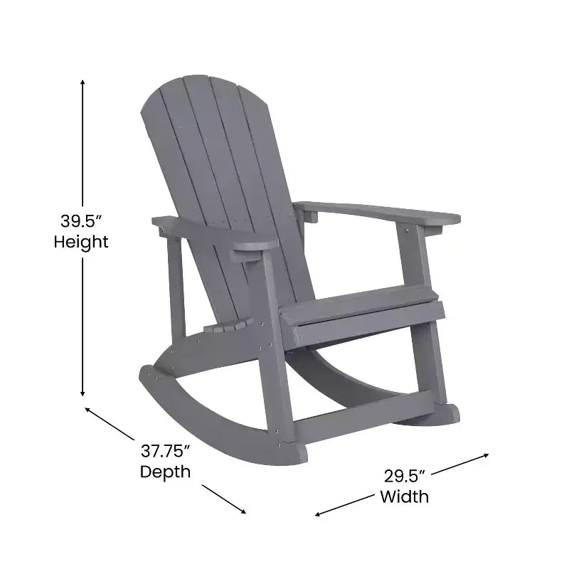 Flash Furniture Set di 2 sedie a dondolo Adirondack in legno di poliresina per tutte le stagioni Savannah con tavolino laterale
