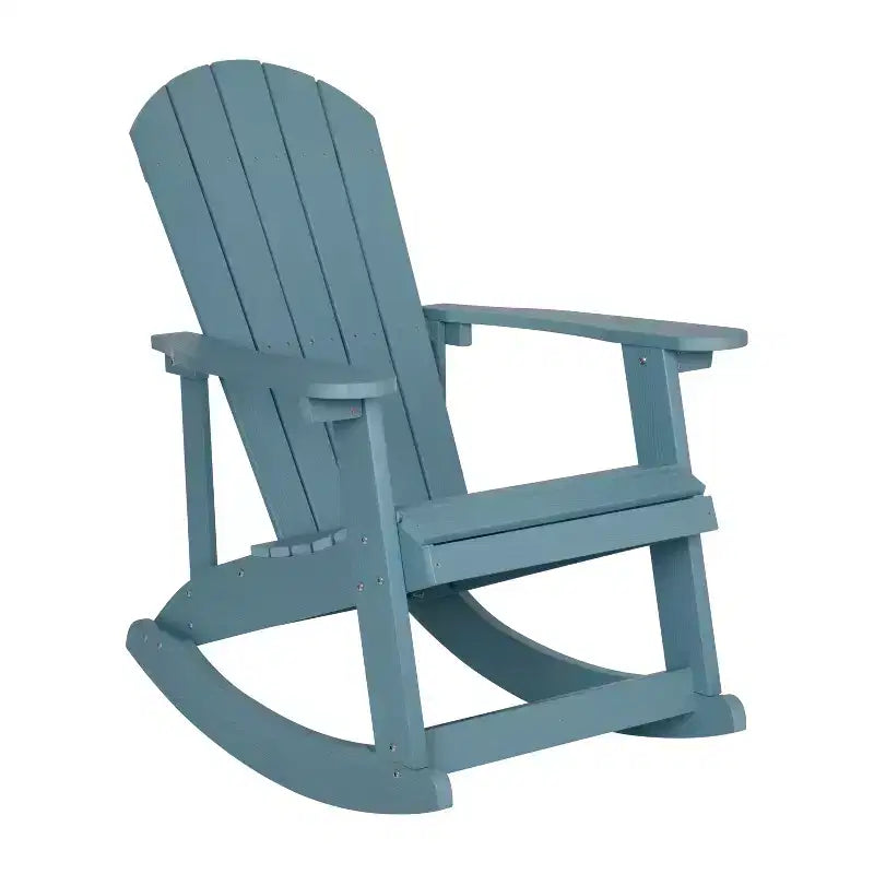 Flash Furniture Set di 2 sedie a dondolo Adirondack in legno di poliresina per tutte le stagioni Savannah con tavolino laterale