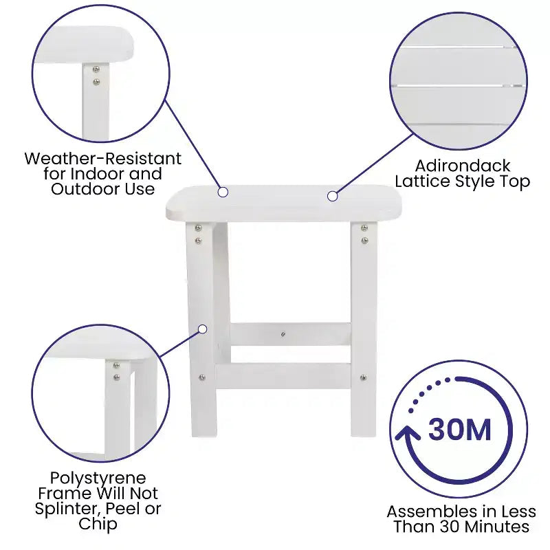 Flash Furniture Set di 2 sedie a dondolo Adirondack in legno di poliresina per tutte le stagioni Savannah con tavolino laterale