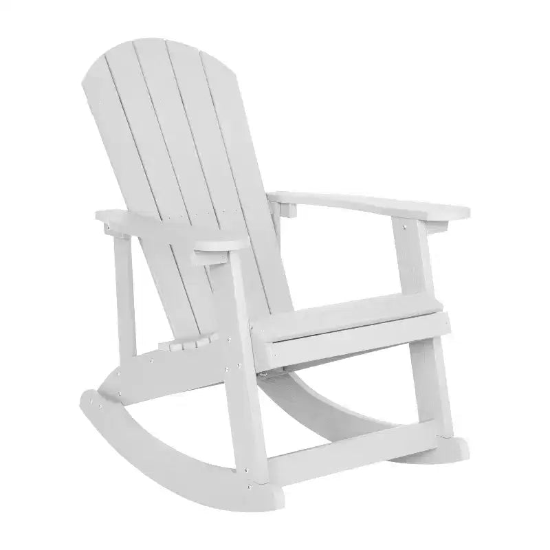 Flash Furniture Set di 2 sedie a dondolo Adirondack in legno di poliresina per tutte le stagioni Savannah con tavolino laterale