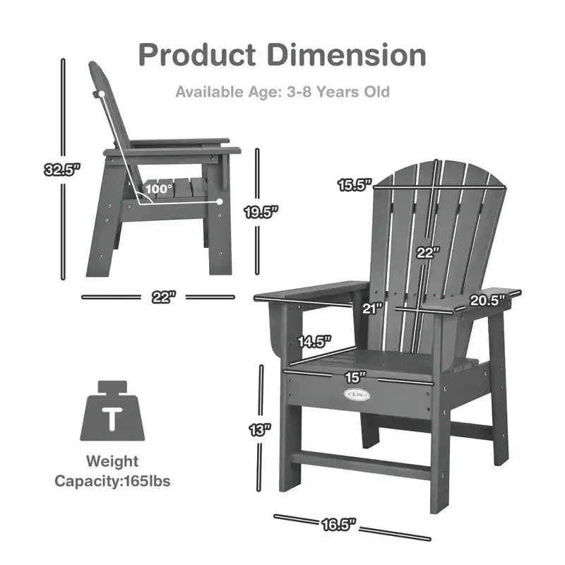 Costway Set di 2 Sedie da Giardino Adirondack per Bambini Poltrona da Esterno Resistente alle Intemperie