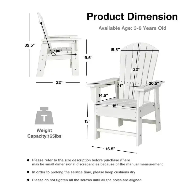 Costway Set di 2 Sedie da Giardino Adirondack per Bambini Poltrona da Esterno Resistente alle Intemperie