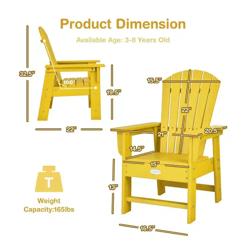 Costway Set di 2 Sedie da Giardino Adirondack per Bambini Poltrona da Esterno Resistente alle Intemperie