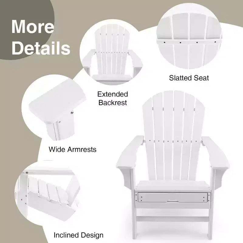 Sedia da spiaggia Costway da esterno per patio in HDPE Adirondack con poggiapiedi a scomparsa bianco/nero/caffè/grigio/turchese