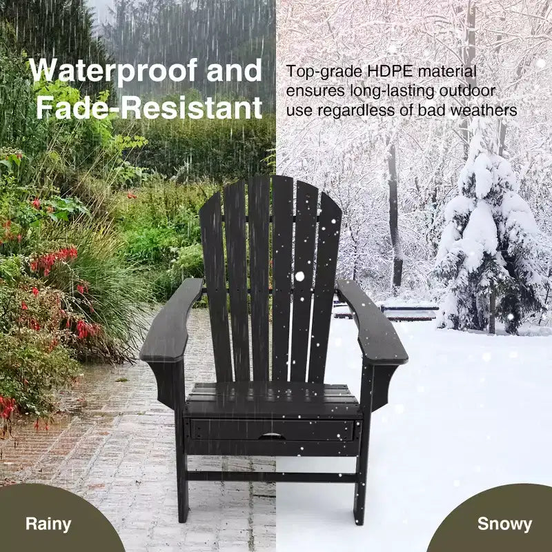 Sedia da spiaggia Costway da esterno per patio in HDPE Adirondack con poggiapiedi a scomparsa bianco/nero/caffè/grigio/turchese