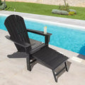 Costway Outdoor Patio HDPE Deck Adirondack Chair Beach Seat Retractable Ottoman White\Black\Coffee\Grey\Turquoise