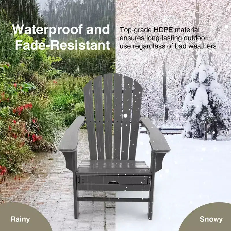 Costway 2 pz. Sedia Adirondack da Giardino in HDPE, con Poggiapiedi Estraibile, Bianca/Nera/Caffè/Grigia/Turchese