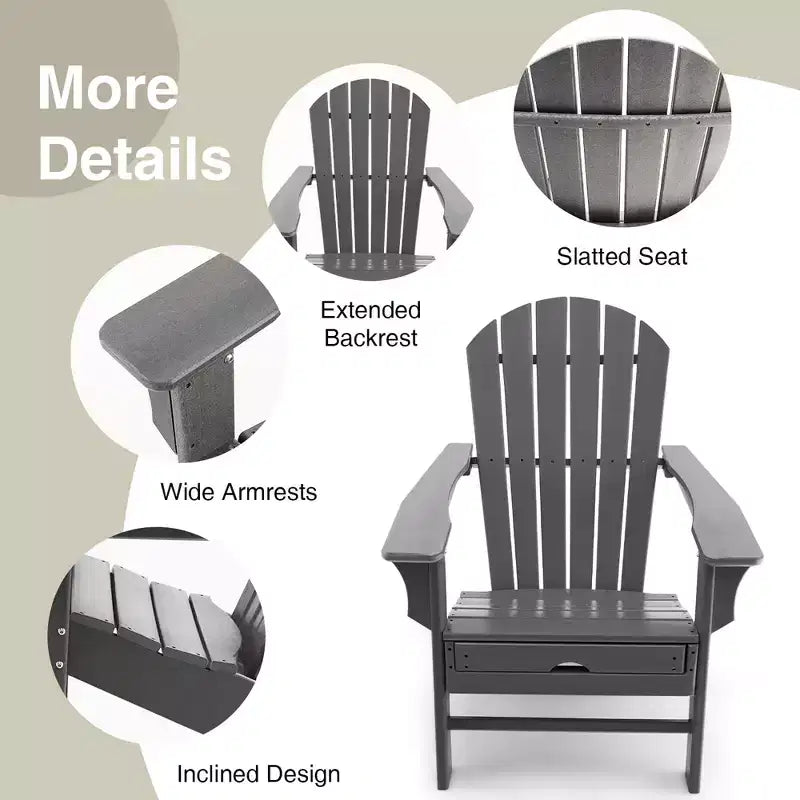 Costway 2 pz. Sedia Adirondack da Giardino in HDPE, con Poggiapiedi Estraibile, Bianca/Nera/Caffè/Grigia/Turchese